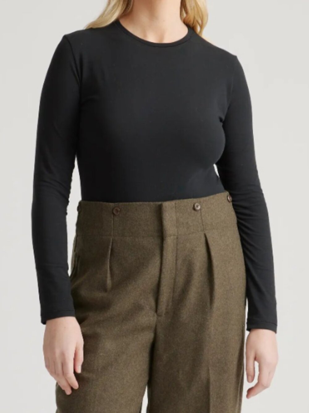 Quince Stretch Cotton Jersey Long Sleeve Bodysuit Black XS NWT - Picture 4 of 4